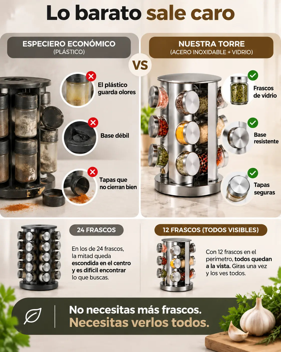Especiero torre Giratoria - Gira. Lo ves. Lo usas